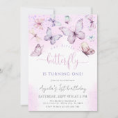 Invitation Papillon pourpre Notre petit Baby shower papillon (Devant)