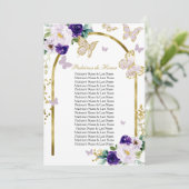 Invitation Papillon pourpre Quinceanera Padrinos de Honor (Debout devant)