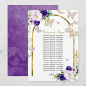 Invitation Papillon pourpre Quinceanera Padrinos de Honor (Devant / Derrière)