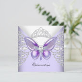 Invitation Papillon pourpre Tiara Quinceanera 15ème Parti (Debout devant)