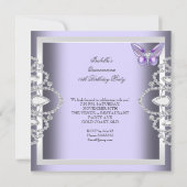 Invitation Papillon pourpre Tiara Quinceanera 15ème Parti (Dos)