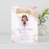 Invitation Papillon Premier anniversaire fille 1ère invitatio (Debout devant)