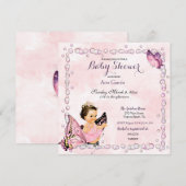 Invitation Papillon Princesse Bébé Fille  (Devant / Derrière)