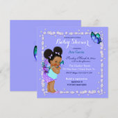 Invitation Papillon Princesse Bébé Fille Lavande (Devant / Derrière)