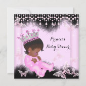 Invitation Papillon Princesse Rose Noir Fête de Naissance Eth (Devant)