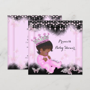 Invitation Papillon Princesse Rose Noir Fête de Naissance Eth