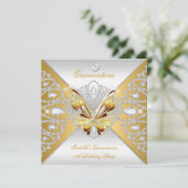 Invitation Papillon Quinceanera 15ème partie Gold Silver Tiar (Debout devant)