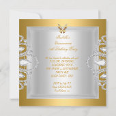 Invitation Papillon Quinceanera 15ème partie Gold Silver Tiar (Dos)