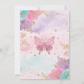 Invitation Papillon Quinceañera Anniversaire rose violet flor (Dos)