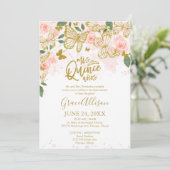 Invitation papillon Quinceanera Bilingue (Debout devant)