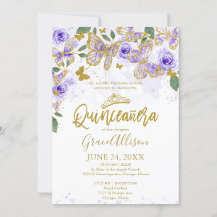 Invitation papillon Quinceanera Bilingue