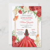 Invitation Papillon Quinceanera des Roses rouges mexicaines (Devant)