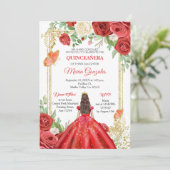 Invitation Papillon Quinceanera des Roses rouges mexicaines (Debout devant)
