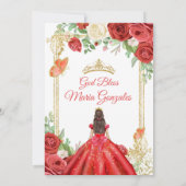 Invitation Papillon Quinceanera des Roses rouges mexicaines (Dos)