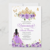 Invitation Papillon Quinceañera & Fleurs d'aquarelle violette (Devant)