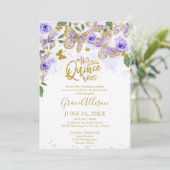 Invitation papillon Quinceanera Formulation anglai (Debout devant)