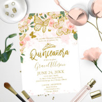 Invitation papillon Quinceanera Formulation anglai