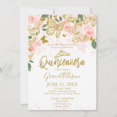 Invitation papillon Quinceanera Formulation anglai (Devant)