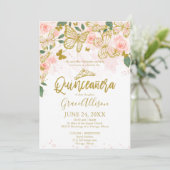 Invitation papillon Quinceanera Formulation anglai (Debout devant)