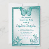 Invitation papillon quinceanera parties scintillant turquoise (Dos)