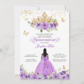 Invitation Papillon Quinceañera Purple Aquarelle Fleurs (Devant)