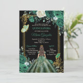Invitation Papillon quinceanera vert du chasseur mexicain (Debout devant)
