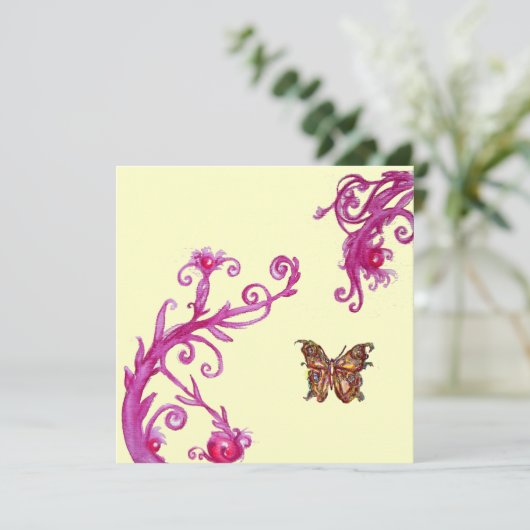 Invitation PAPILLON, rose blanc brillant (Debout devant)