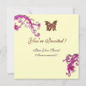 Invitation PAPILLON, rose blanc brillant (Dos)