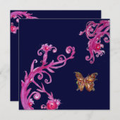 Invitation PAPILLON, rose bleu vif (Devant / Derrière)