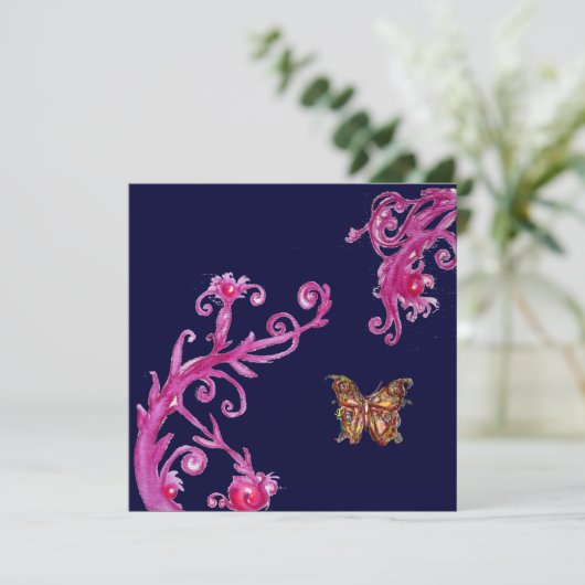 Invitation PAPILLON, rose bleu vif (Debout devant)
