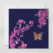 Invitation PAPILLON, rose bleu vif (Devant)