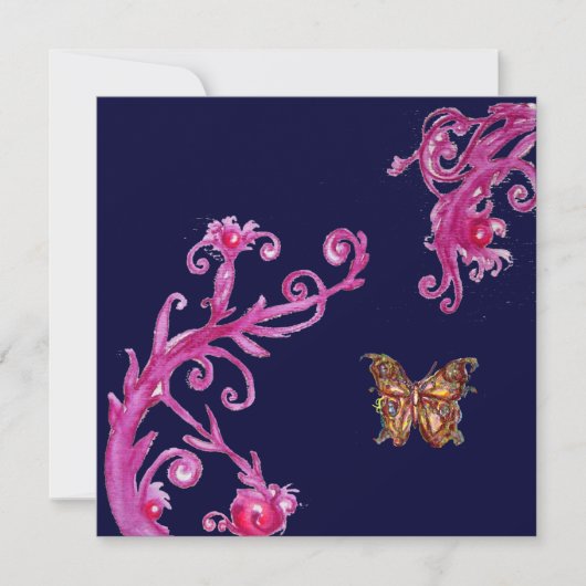 Invitation PAPILLON, rose bleu vif (Devant)