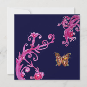 Invitation PAPILLON, rose bleu vif