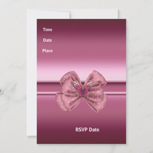 Invitation Papillon rose Bow (Dos)