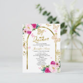 Invitation Papillon rose chaud Floral espagnol Quinceanera (Debout devant)
