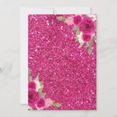 Invitation Papillon rose chaud Floral Noir Quinceanera Or (Dos)