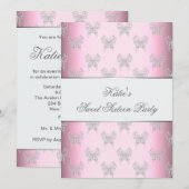 Invitation Papillon rose Classy Sweet sixteen Party (Devant / Derrière)