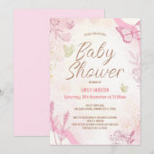 Invitation Papillon Rose Editable (Devant / Derrière)