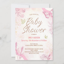 Invitation Papillon Rose Editable
