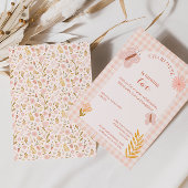 Invitation Papillon rose En vichy aux fleurs Anniversaire