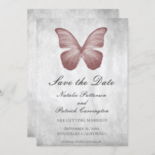 Invitation Papillon rose Enregistrer l'Invitation de date