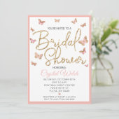 Invitation Papillon rose et Fête des mariées Parties scintill (Debout devant)