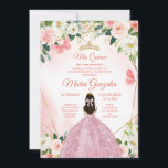 Invitation Papillon rose et or Charra Mis Quince<br><div class="desc">Papillon rose et or Charra Mis Quince Invitation Mis Quince Anos,  15e anniversaire, </div>