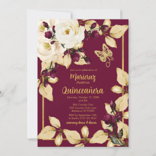 Invitation Papillon Rose Feuille d'or de Bourgogne et Champag