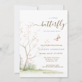 Invitation Papillon rose fleurs de printemps fille Baby showe (Devant)