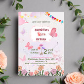 Invitation Papillon rose floral & blanc mignon 6e anniversair