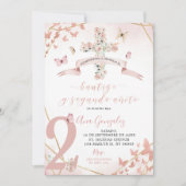 Invitation Papillon rose floral espagnol Baptême 2e anniversa (Devant)