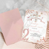 Invitation Papillon rose floral espagnol Baptême 2e anniversa