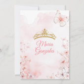 Invitation Papillon rose Floral Quinceañera (Dos)