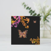Invitation PAPILLON, rose jaune noir vif (Debout devant)
